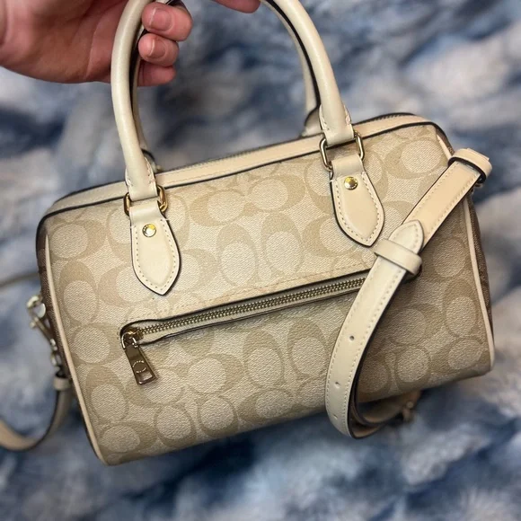 Coach Rowan Satchel in Beige Blocked Signature Canvas (Retail $398) - Picture 3 of 8